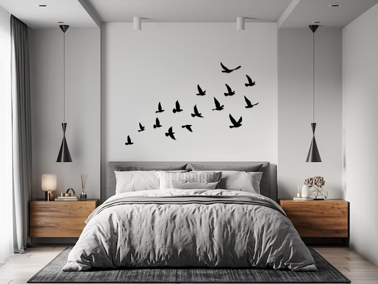 volant oiseaux mur décoration by pierre art 2d décor murale 2dar nature oiseau affiche 2dart 3d print model - Mito3D