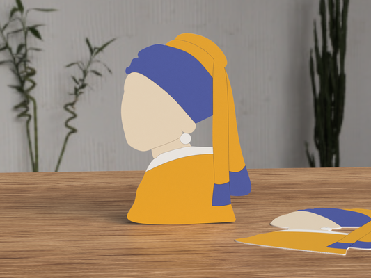 menina pérola brinco by sabredesign casa decoração girlwiththepearlearring arte vermeer johannes montanha russa placa mural presente artista pintor pintura estúdio escrivaninha escritório 3d print model - Mito3D