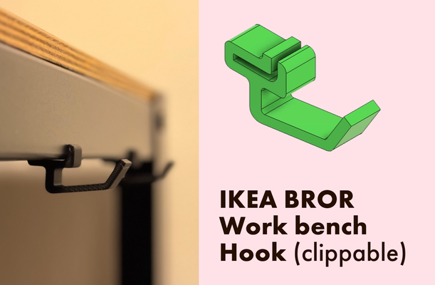 ikea bror work bench hook clippable by raedically household house models clip organizer 3d print model - Mito3D