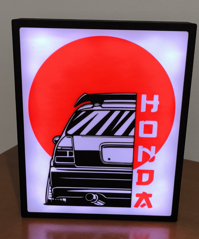 honda cívico jdm caixa luz by ricardorodrigues arte 2d carro conduziu 3d print model - Mito3D