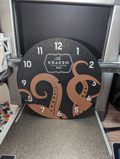 kraken rum clock by shanehoggatt household decor time wall print in place man cave bar home beer spirit whiskey diy 3d print model - Mito3D