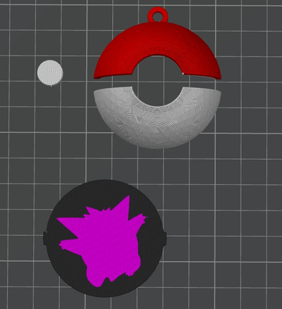 pokeball keychain gengar by wickieprints art models pokemon bag hanger keyring nintendo 3d print model - Mito3D