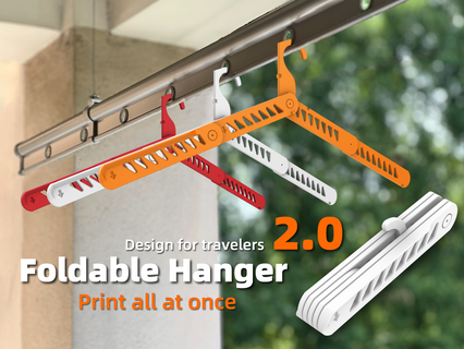 foldable hanger - print at once by wuguigui household garden bambulab clip clothes clotheshanger folding snapmaker 3d print model - Mito3D