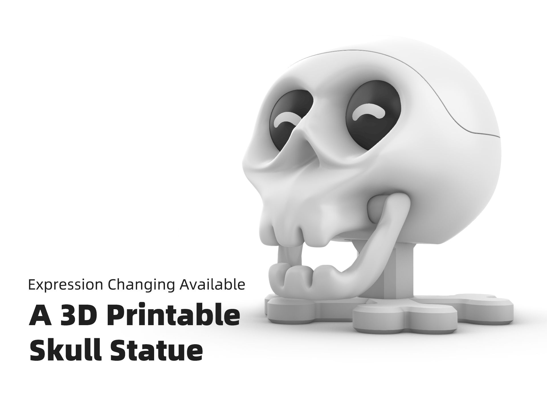 skull statue- expression changing available by wuguigui art sculptures humanskull puppet skeleton statue 3D print model - Mito3D