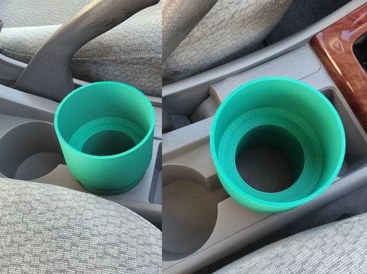 taza soporte grande botella adaptador by taller triple pasatiempo bricolaje diy vehiculos coche vehiculo beber tamaño automotor tazas posavasos yeti coches jarra aislado hipopótuza mas inserto portavasos 3d print model - Mito3D