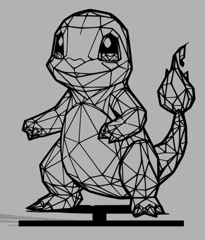 geometrico poli charmander pokemon by 3dprintwolf arte sculture 2d bambino pokemonstarter schermo linea artistica lowpoly pokemonred playtoz 3d print model - Mito3D