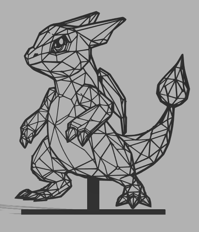 geometrico poli charmeleon pokemon v 2 by 3dprintwolf arte sculture 2d pokemonred linea artistica playtoz schermo lowpoly 3d print model - Mito3D