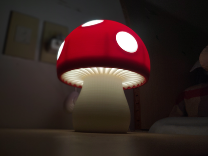 mushroom lamp by wuguigui household decor led ledlight light mario nightlight supermario supermariobros 3d print model - Mito3D