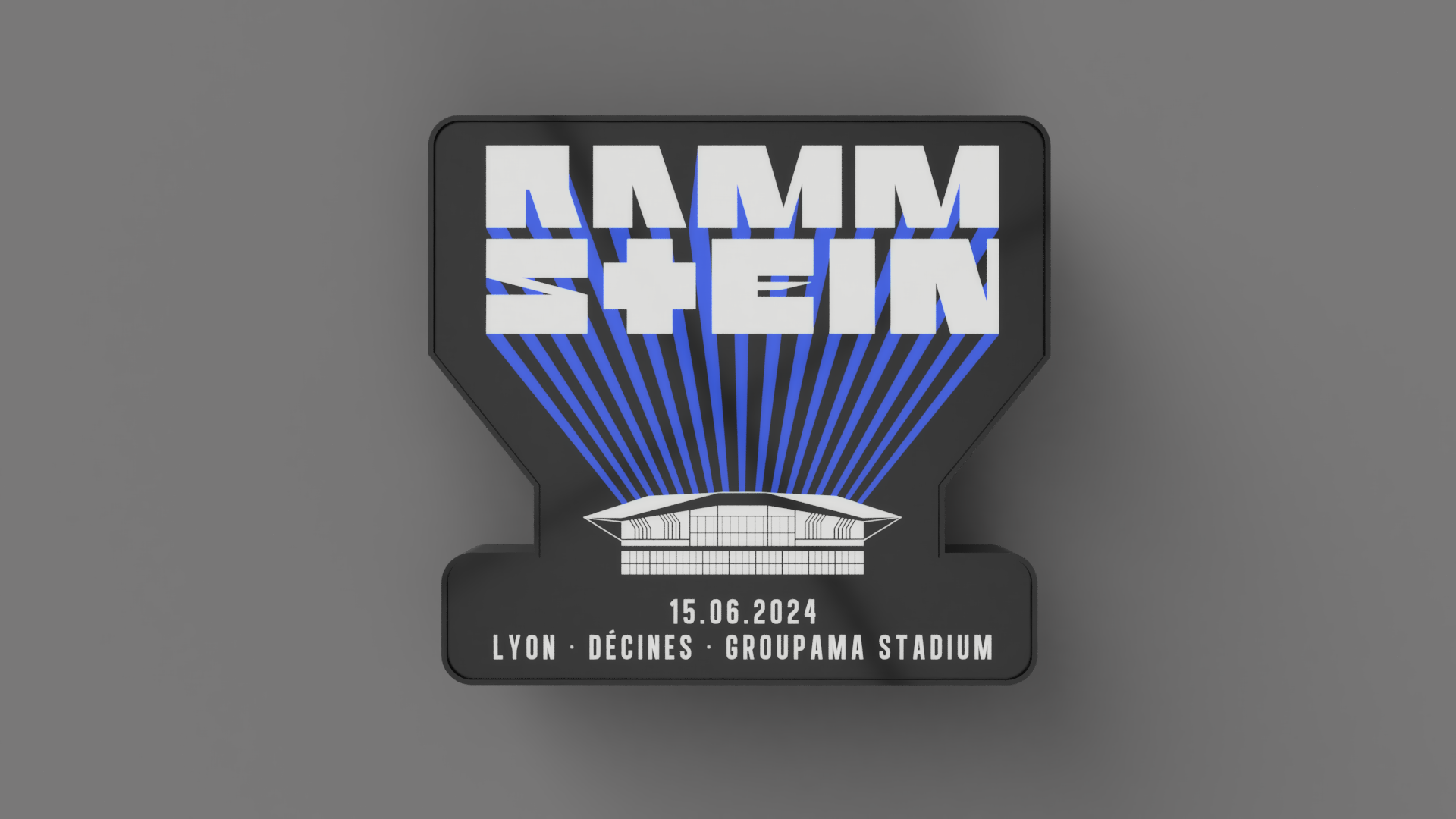 rammstein europa stadion tour 2024 lyon leuchtkasten led lampe by nico91 kunst zeichen logos licht wandkunst box mauer mancave felsen 3D print model - Mito3D