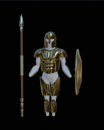 greek armor set figurines or cosplay by rott3d miniatures golden figurine shield spear plate chest helm miniature sculpt art war fight warrior costume artman 3d print model - Mito3D