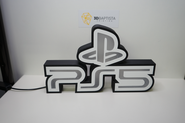 logo playstation 5 led's by 3d baptista printing household decor ps5 led 3d print model - Mito3D