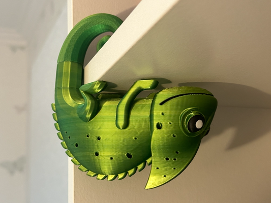 shelf chameleon by 3dprintableart toys & games toy cute animal multi color lizard 3d print model - Mito3D