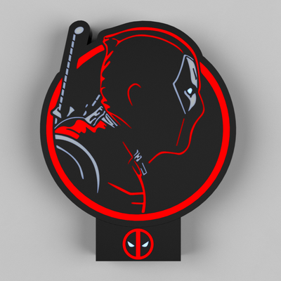 dead pool lumière boîte supporter by hildi3d ménage décor boite mur art 3d print model - Mito3D