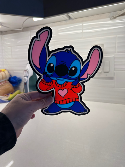 valentinstag stich by dylansleuchtkästen hobby diy elektronik led lampe leuchtkasten licht box lilo stitch lilo vday 3d print model - Mito3D