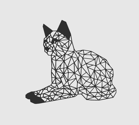 geometrik poli kedi 2 2d duvar sanat by dub1ns heykeller düşük sanatı hayvan 2dart dekor dekorasyon ev 3d print model - Mito3D