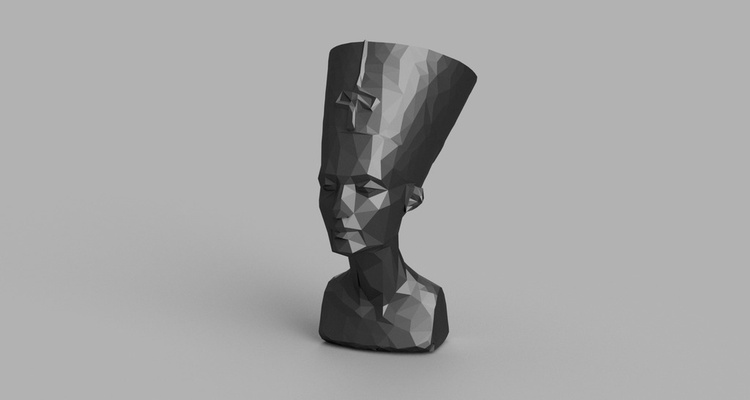 low poly nefertiti remezclado by spaceknight42 arte modelos egipto lowpoly escanear estatua 3d print model - Mito3D