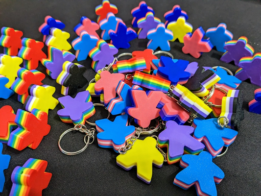 meeple keyfob - rainbow by cory isakson toys & games board keychain pride 3d print model - Mito3D