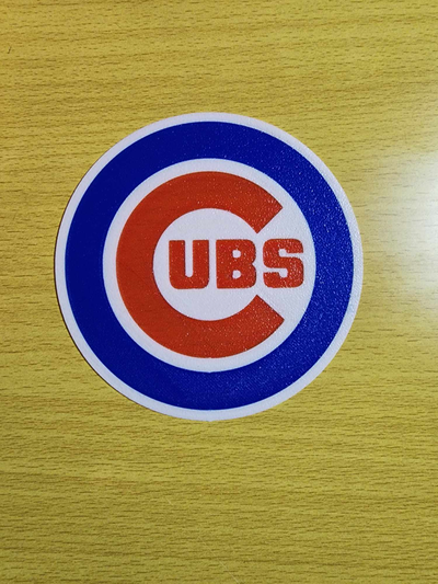 chicago cuccioli sottobicchiere impostato by impronte ritrovate domestico arredamento mlb baseball cubi rosso blu bianca gli sport 3d print model - Mito3D