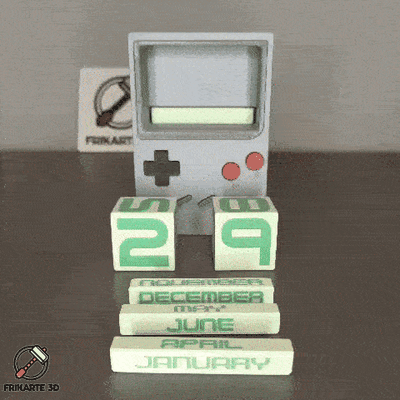 juego chico perpetuo calendario by frikarte3d herramientas artilugio gameboy calendario permanente retro multicolor 3d print model - Mito3D