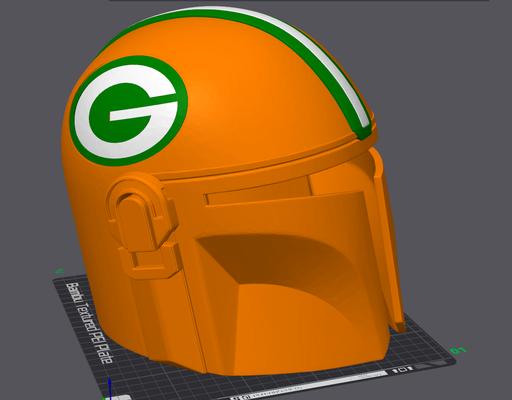 green bay packers mandalorian helmet remixed by smokiemcagee props & cosplays masks helmets football nfl mando starwars 3d print model - Mito3D