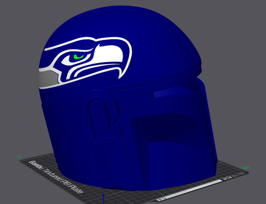 seattle seahawks mandalorien casque remixé by fumée accessoires cosplays masques casques football nfl mando guerres étoiles 3d print model - Mito3D