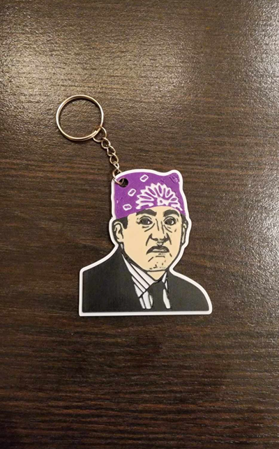 prison mike keychain - office by tridimension printworks art coin & badges theoffice michaelscott key ring bandana suit 3d print model - Mito3D