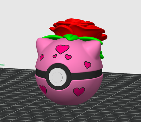 pok mon valentines bulbasaur pokeball by standitupstore art sculptures pokemon 2d picachu charzard valentine heart rose flower bambu mmu ams painted 3d print model - Mito3D