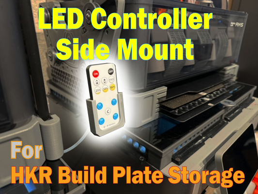 mount led controller -for build plate storage by hiro koiso racing 3d printer accessories x1c p1p p1s x1e bambu lab ams stand rack holder plates riser hkr glass stackable organizer stackabke scraper suraper glue stick tool tools deburr deburring allen key wrench remote facing 3d print model - Mito3D