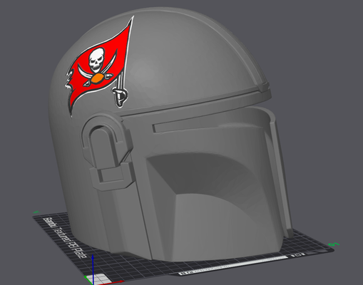 tampa bay buccaneers mandalorian helmet remixed by smokiemcagee props & cosplays masks helmets football nfl mando starwars 3d print model - Mito3D