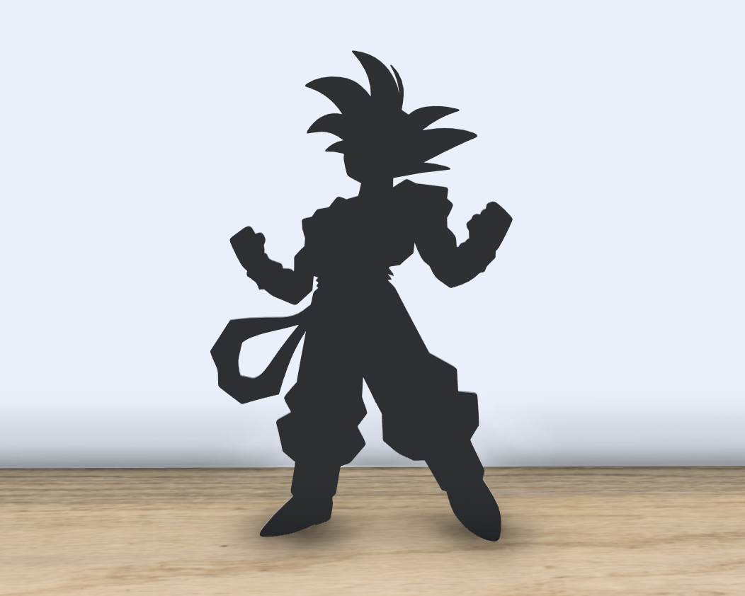 dbz goku 2d sanat siluet ai oluşturulmuş by jf 699 2024 duvar ayakta ejderha top z anime karakter 3d yazdır karakterler yıl of 3D print model - Mito3D