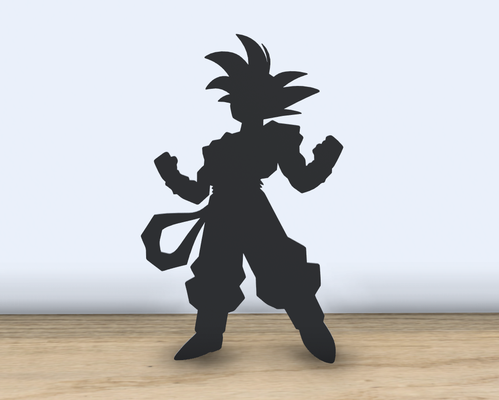 dbz goku 2d kunst silhouette ai generiert by jf 699 2024 mauer stehen drachen ball anime charakter 3d drucken zeichen of 3d print model - Mito3D