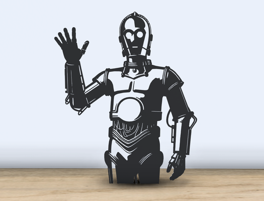 c-3po - 2d silhouette ai generated by jf-699 art star wars galaxy force be jedi empire strikes back empirestrikesback resistance rebels millenium falcon c3po droid droids r2d2 astromech 2024 wall 3d print model - Mito3D