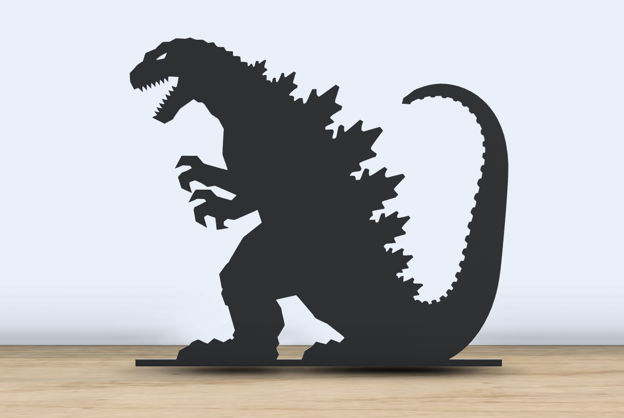 godzilla 2d silueta ai generado by jf 699 arte kaiju 2024 pared escritorio accesorios oficina decoración películas continuar año of rey kong monarca monstruo 3D print model - Mito3D