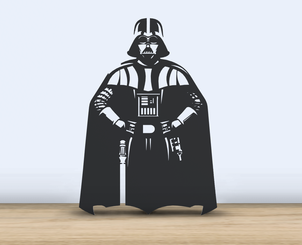 dark vader 2d art silhouette généré by jf 699 étoile guerres personnages 2024 mur empire grèves arrière empirestrikesback vadar bureau accessoires décor bureau obliger be lumière sabre sombre disney 3D print model - Mito3D