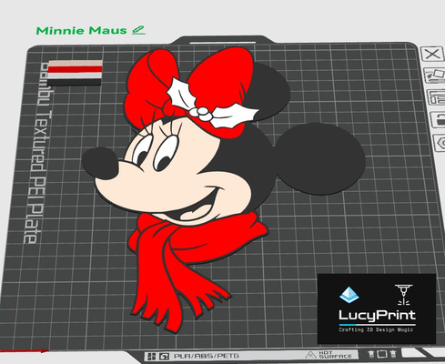 minnie maus 2d murale by lucyprint arte memoria topo disney 3d print model - Mito3D