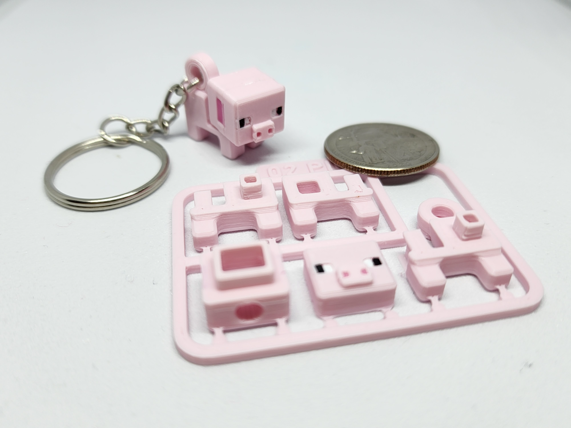 minecraft inspired schwein mini zahl kit schlüsselbund ornament by chiz spielzeuge spiele zahlen karte schlüsselring 3D print model - Mito3D