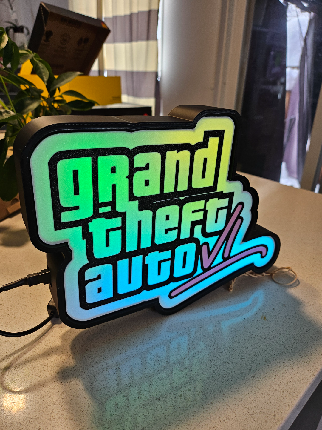 gta 6 guidato lightbox btf by tommy pistola arte segni loghi gta6 logo mille dollari furto auto 3D print model - Mito3D