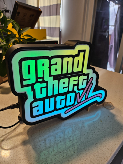 gta 6 led caja ligera btf by tommy pistola arte señales logos gta6 logo grandioso robo auto 3d print model - Mito3D