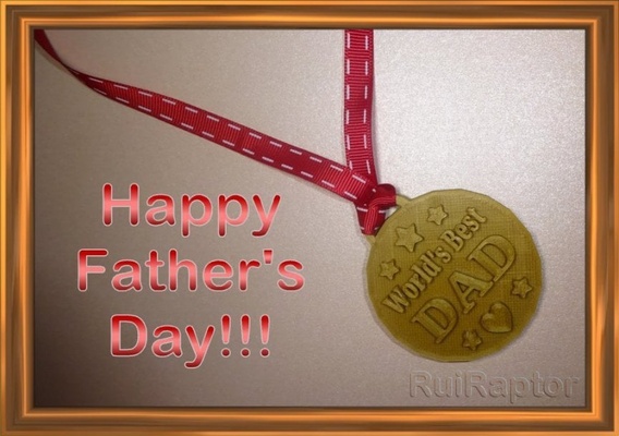 world s dad medal keychain badge or magnet by ruiraptorchannel fashion models father fathersday 3d print model - Mito3D