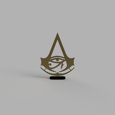 assassin's creed origins logo stand by lockwick art signs & logos assassinscreed assassin videogame sculpture 3d print model - Mito3D