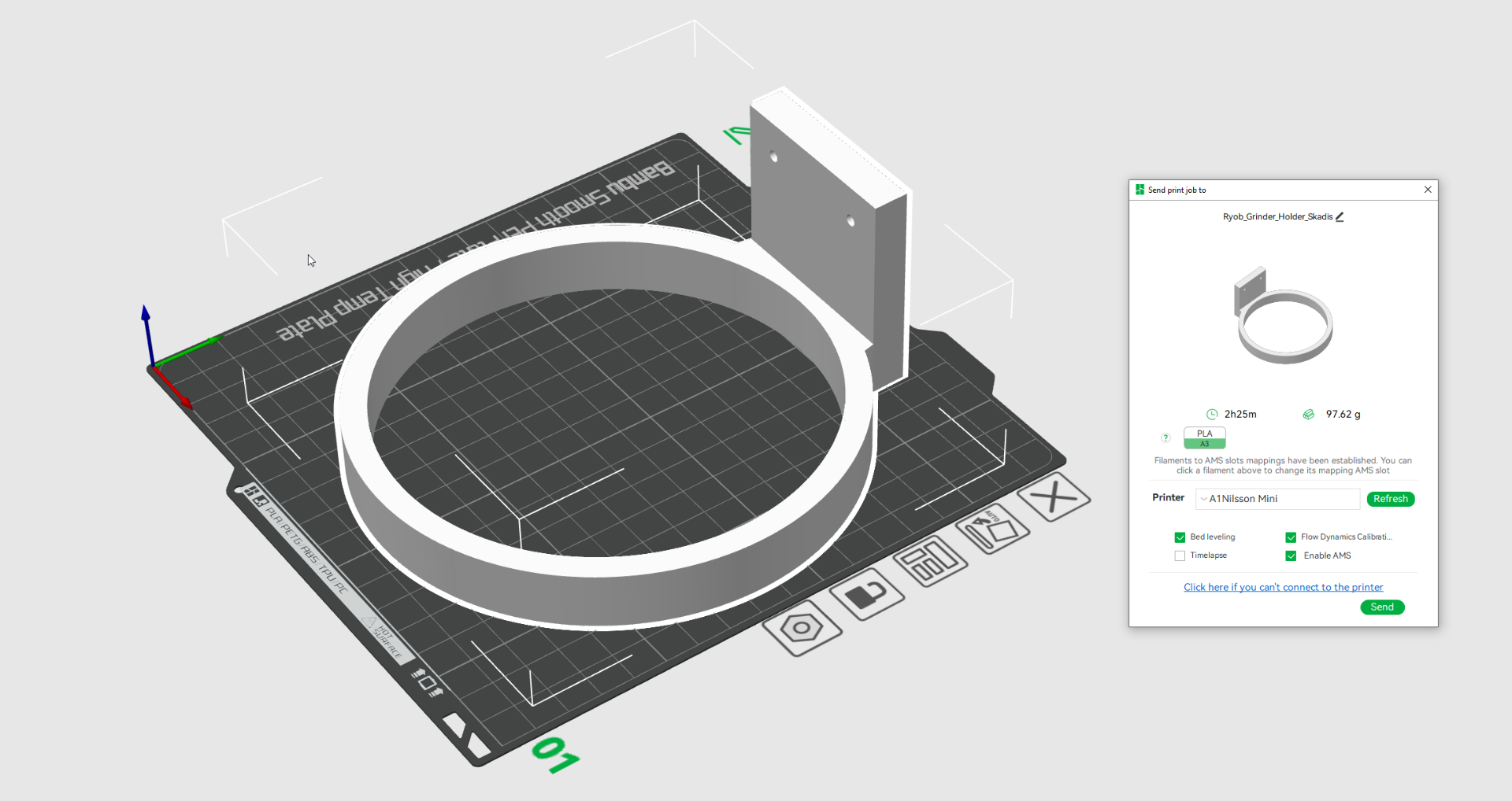 ryobi grinder holder ikea sk dis by andersnsson tools organizers skadis 3D print model - Mito3D