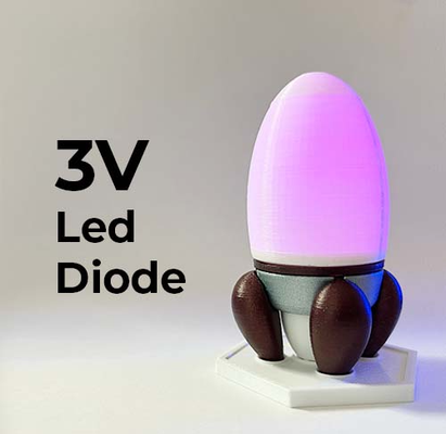 rakete mini lampe by gedrucktenest spielzeuge spiele 3d diode batterie niedlich blitz licht klein schnell drucken einfach bett kinder kind 3d print model - Mito3D