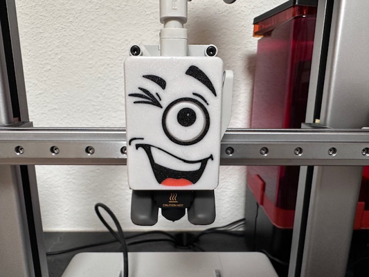 a1 mini extruder cover by nxtgnprthub 3d printer accessories face smilie bambu monster mike minion wheel icon knob 3d print model - Mito3D