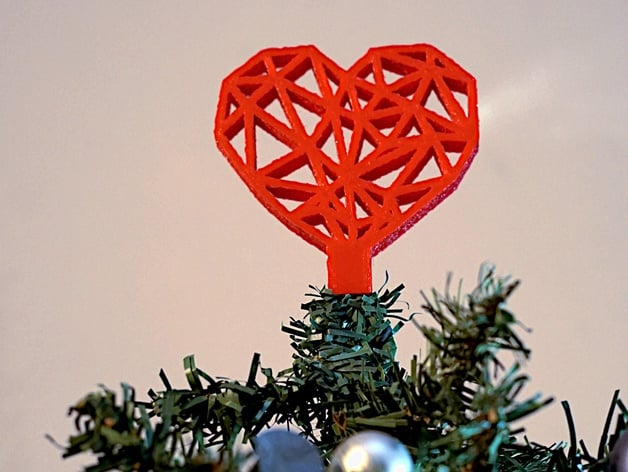 géométrique cœur arbre topper remixé by cool ménage décor noël décoration ornement ornemental géométrie poly décoratif 3D print model - Mito3D