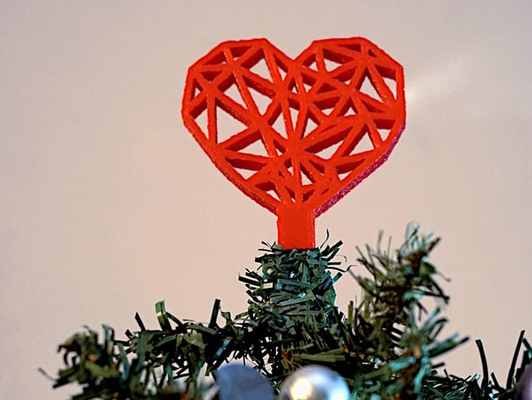 geometric heart tree topper remixed by keeeal household decor christmas decoration ornament ornamental geometry poly decorative 3d print model - Mito3D