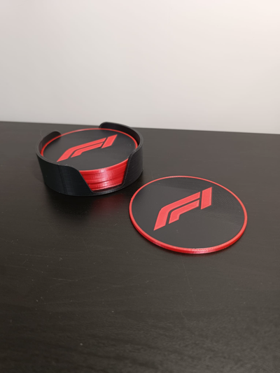 formül 1 bardak altlığı f1 logo by frank3d ev halkı modeller kutu kulp destek aksesuar mutfak aksesuarlar dekor masa masaüstü i̇çmek pratik baskı sofra 3d print model - Mito3D