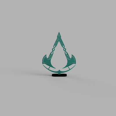 asesino credo valhalla logo estante soporte by lockwick arte señales logos assassinscreed videojuego escultura 3d print model - Mito3D