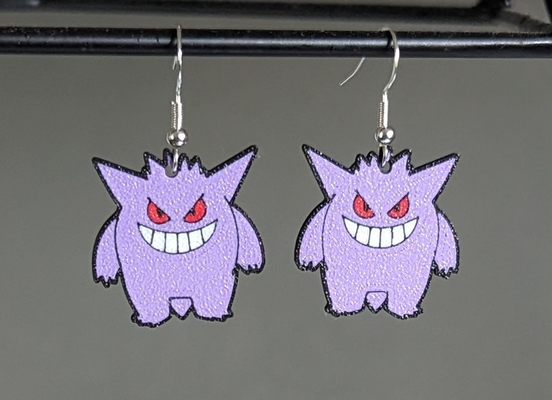 pokemon gengar orecchini by krazi201 moda gioielleria 3d print model - Mito3D