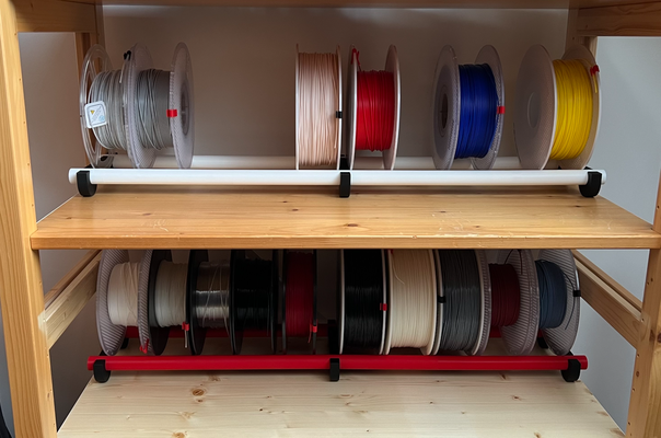 spool rack on a shelf by copymaster 3d printer accessories filament 3d print model - Mito3D