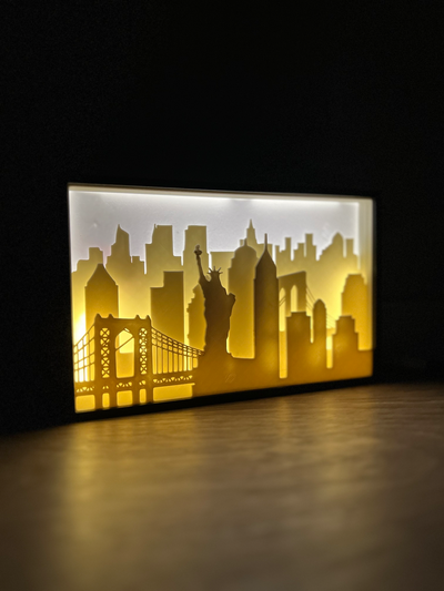 guidato strato lampada york città decorazione by pietro domestico arredamento casa casa led nyc fai shadowbox ombra scatola 3d 3d print model - Mito3D